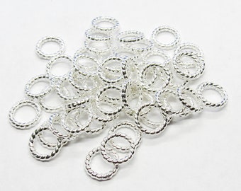 Silver Plated 10mm Braided Soldered Closed Jump Rings   (A175d/285e)