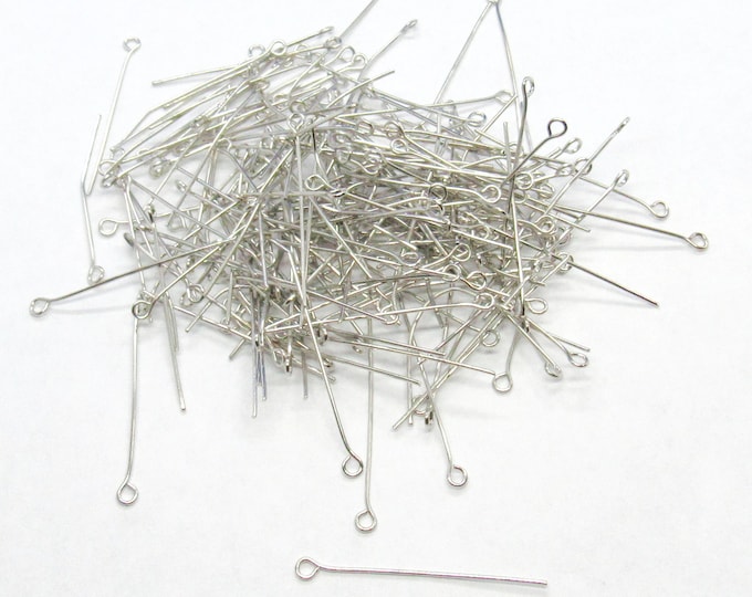 200 Silver Tone Alloy Eye Pins 35mm/21g  (A128L)