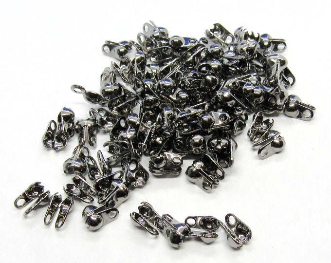 100 Gunmetal Tone Iron Based Alloy Calotte Knot Covers 6 x 3.5mm  (A175i)