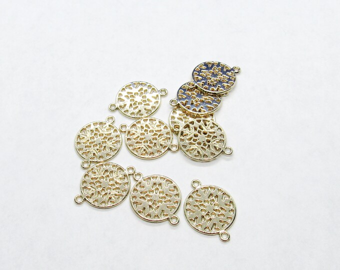 10 Gold Plated Christmas Snowflake Connector Links 20x14mm (A121u)