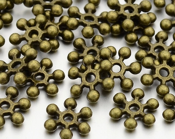 Antique Bronze 10mm Alloy snowflake Spacer Beads (A240i/j)