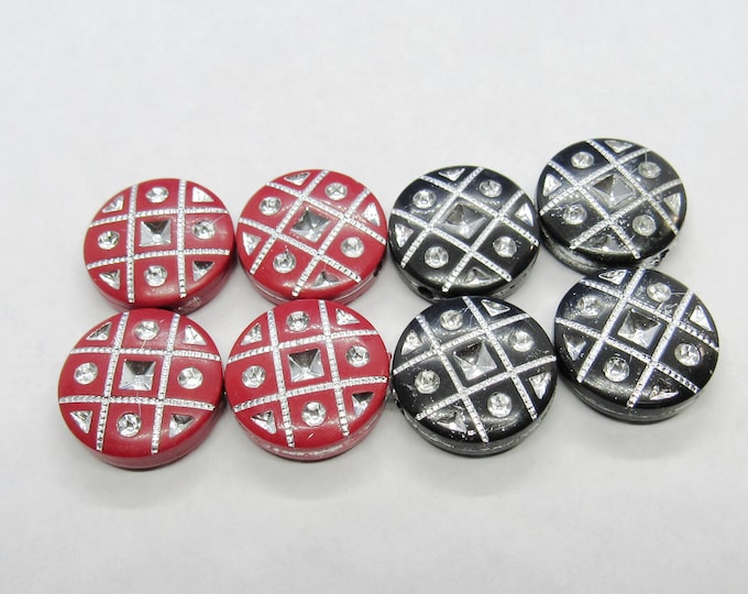 Choice of 10 Vtg German Acrylic 18 x 5mm Flat Round Beads (A128i/j)
