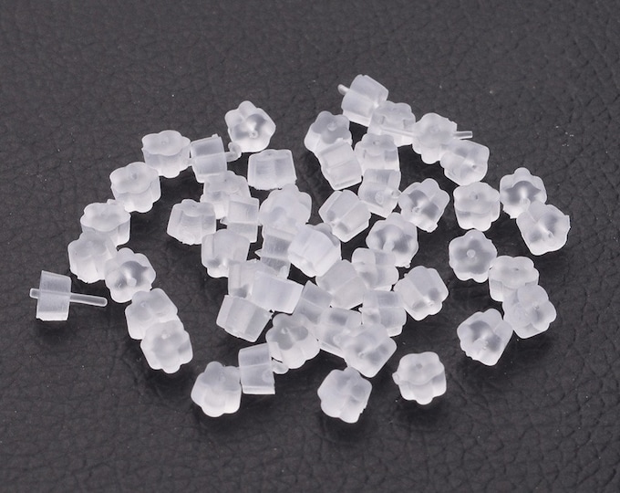10 G (Approx 200) Plastic Flower Ear Nut Backs 4x2.5mm (A11j)