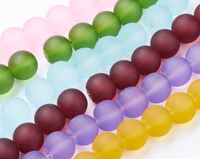 Choice of Color 1 Strand 12mm Frosted Round Glass Beads (A524/525)