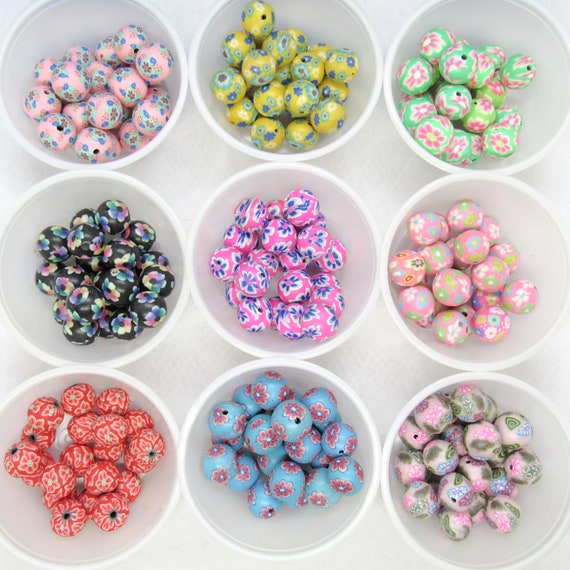20pcs Choice of Color 10-11mm Handmade Round Polymer Clay Beads a64d1-9 