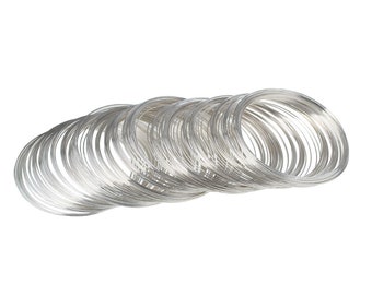 200 Loops Silver Plated Alloy Memory Wire 60-58mm/.6mm  (A261b/bu16)