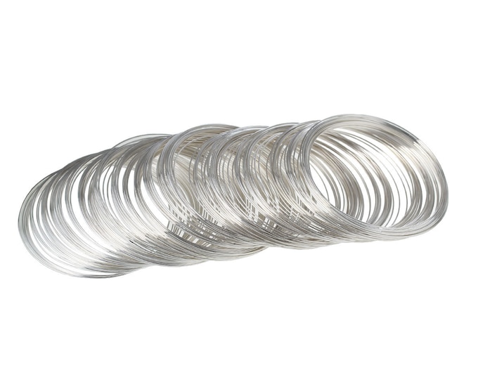 200 Loops Silver Plated Alloy Memory Wire 60-58mm/.6mm  (A261b/bu16)
