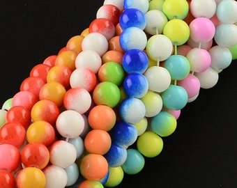 Wholesale Lot 10 Strands 6mm or8mm Baking Painted Round Glass Beads (Desk)