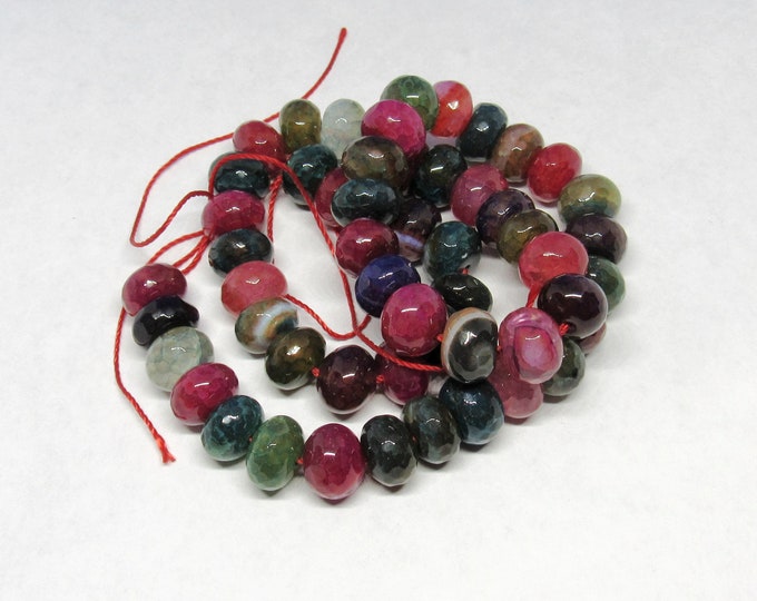 1 Strand (15.5") Natural Faceted Dragon Vein Agate Rondelle Gemstone Beads 10mm (A72f)