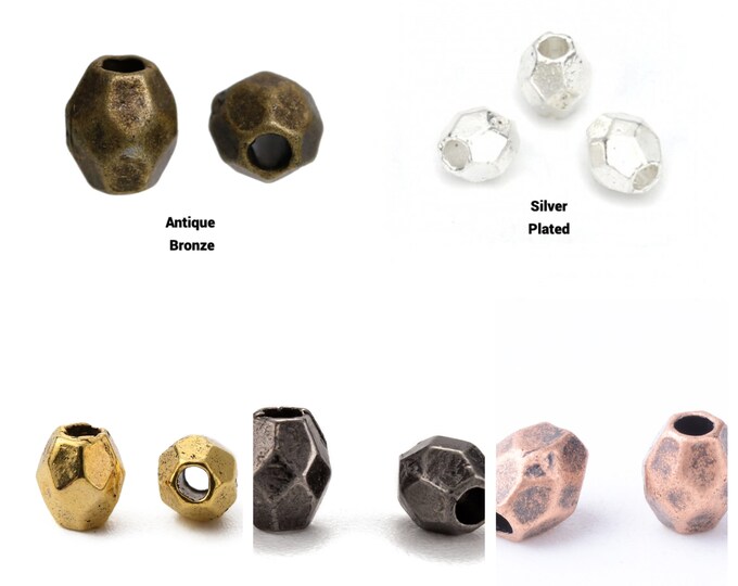 Choice of Color 4x3mm Alloy Faceted Oval Spacer Beads  (A219g)