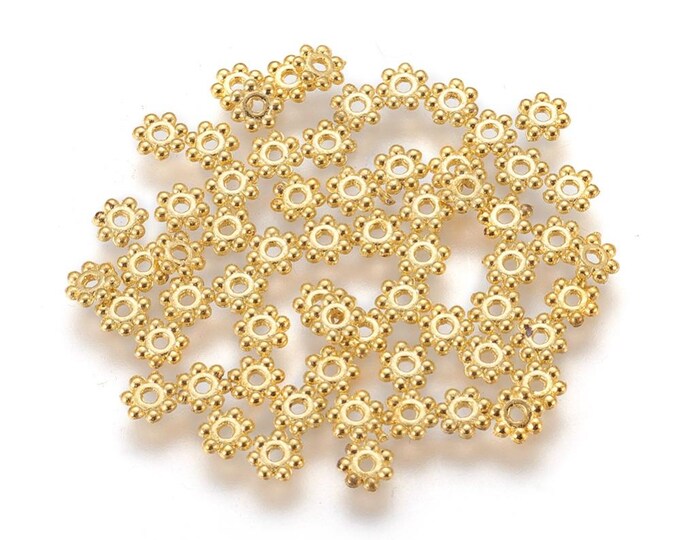 Gold Tone 4mm Alloy Daisy Spacer Beads (A513d/e)