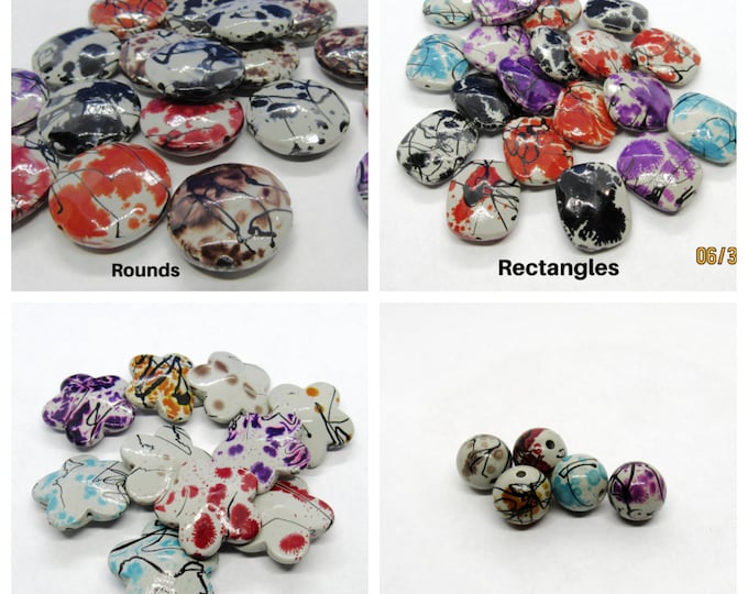 Choice of Shape Vtg German Acrylic Spatter Beads