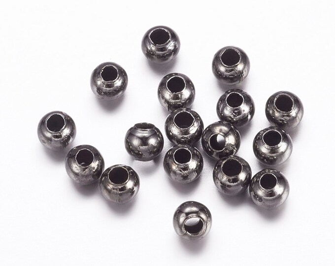 650 Iron 3mm Round Spacer Beads Gunmetal  (A369g)