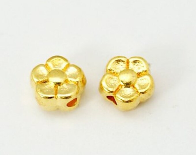 50 Gold Tone Alloy 5x5mm Flower Spacer Beads (A442g)
