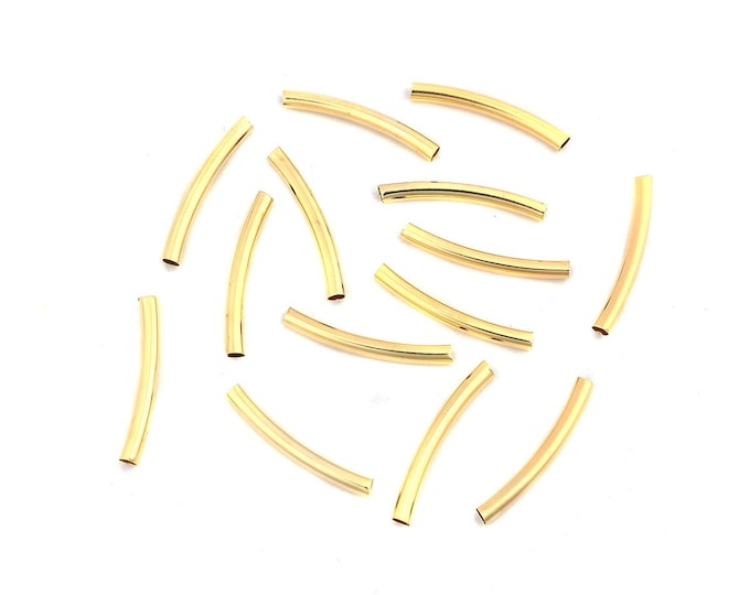 50 Gold Plated Copper 25mm Curved Tube Beads (A224a)
