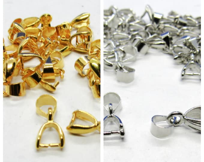 Choice of Tone Color 25 Brass Ice Pick Pinch Bails Bail 15mm x 5mm (A166g/166e)