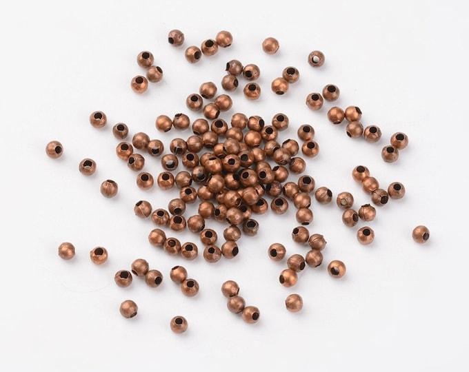50G. (approx 1100pc) Iron 3mm Round Spacer Beads Red Copper (A369h)
