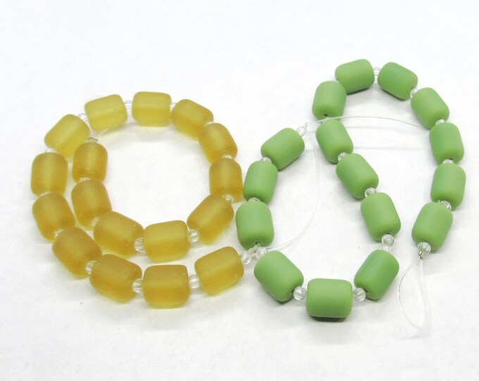 Choice of Color 1 Strand 10 x 8mm Barrel Nugget Cultured Sea Glass Beads (A103j/k)
