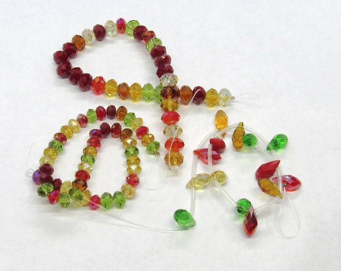 Choice of Shape 1 Strand Tiara Glass Crystal Beads - Autumn Leaves (A64q-s)