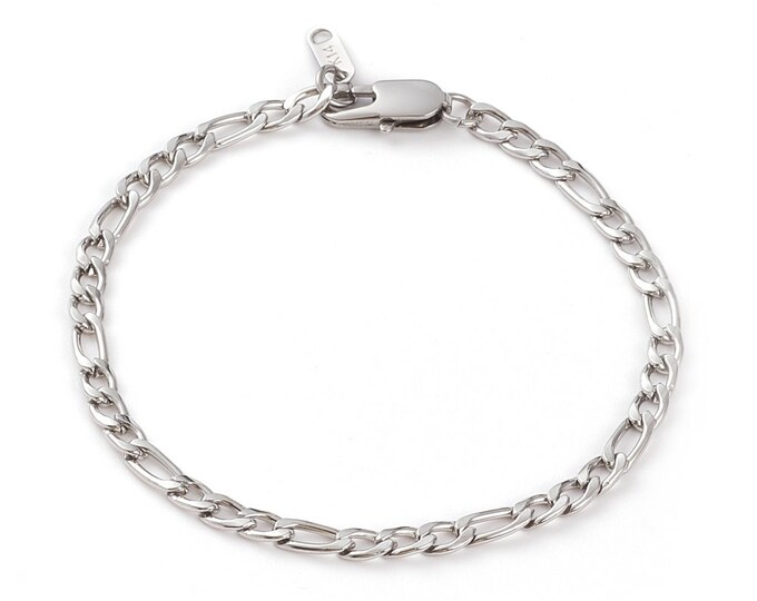 1 (304) Stainless Steel Figaro Chain Bracelet 8.5"  (A292s)