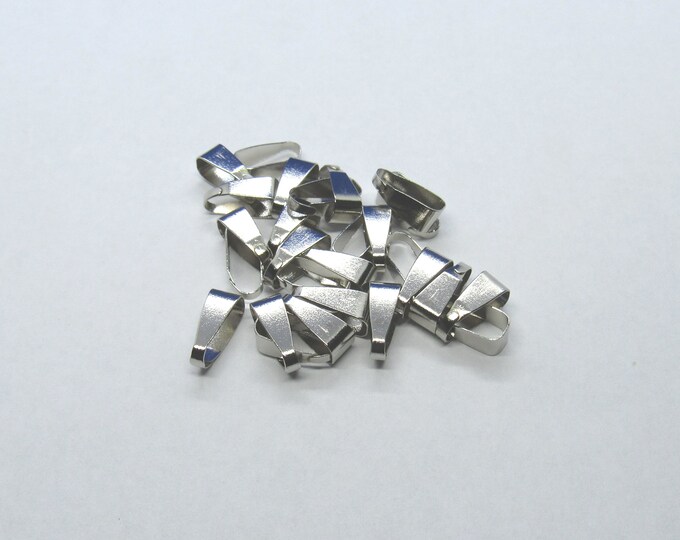 25 Silver Tone Alloy 11x4mm Pinch Bails (136J)