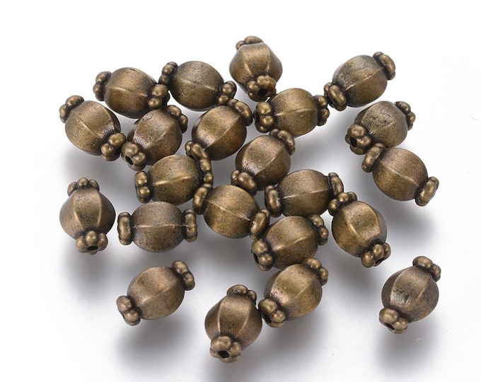 Choice of Antique Bronze or Red Copper Alloy Heavy Candy Shape Spacer Beads 7x10mm  (A472g/h) (10/25)