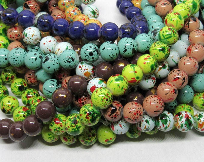 Choice of Color 1 Strand 8mm Round Baking Painted Glass Beads (A312/313)