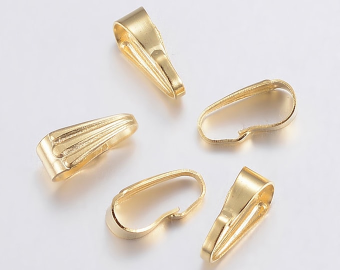 10 pcs Gold Plated 304 Stainless Steel 8x3mm Snap on Bails (335m)