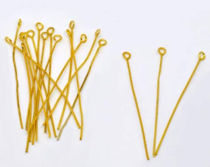 300 Gold Plated Alloy Eye Pins 5cm (2") (21g)  (A378d)