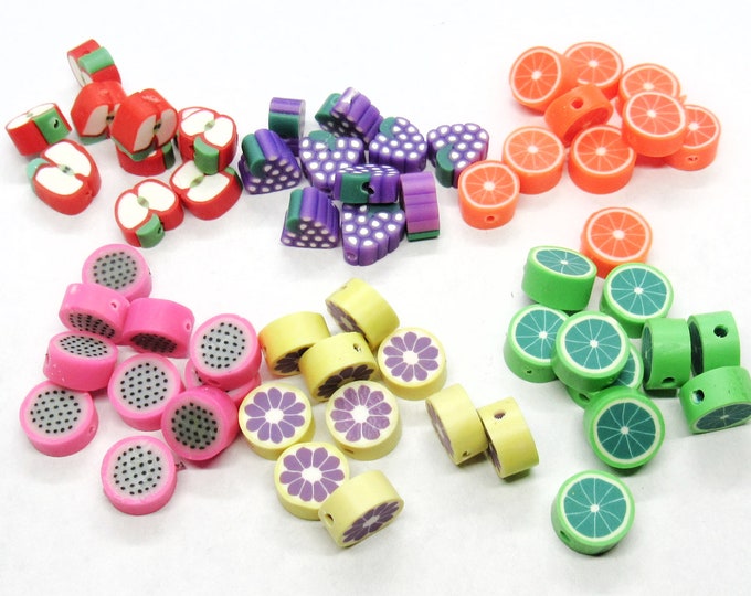 Choice of Fruit 10 Pcs Handmade  Polymer Clay Fruit Beads (A161h/i1-6)