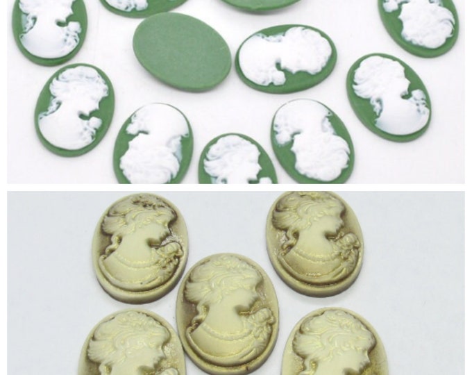 Choice of Color 5 Resin Oval Cameo Cabochons 24 x 18mm (A1b/c)