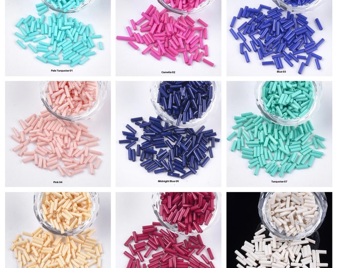 Choice of Color 6x1.5mm Glass Bugle Beads - 30G Pkg (A299g-i/300 a-f)