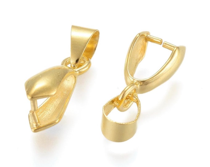 5 Gold Plated Brass Ice Pick Pinch Bails Bail 13mm x 4mm (A382i)