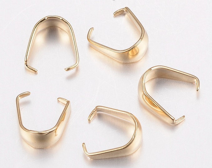 5 Gold Plated 304 Stainless Steel U Shaped Pinch Bails Bail 8mm x 7.5mm (A335L)
