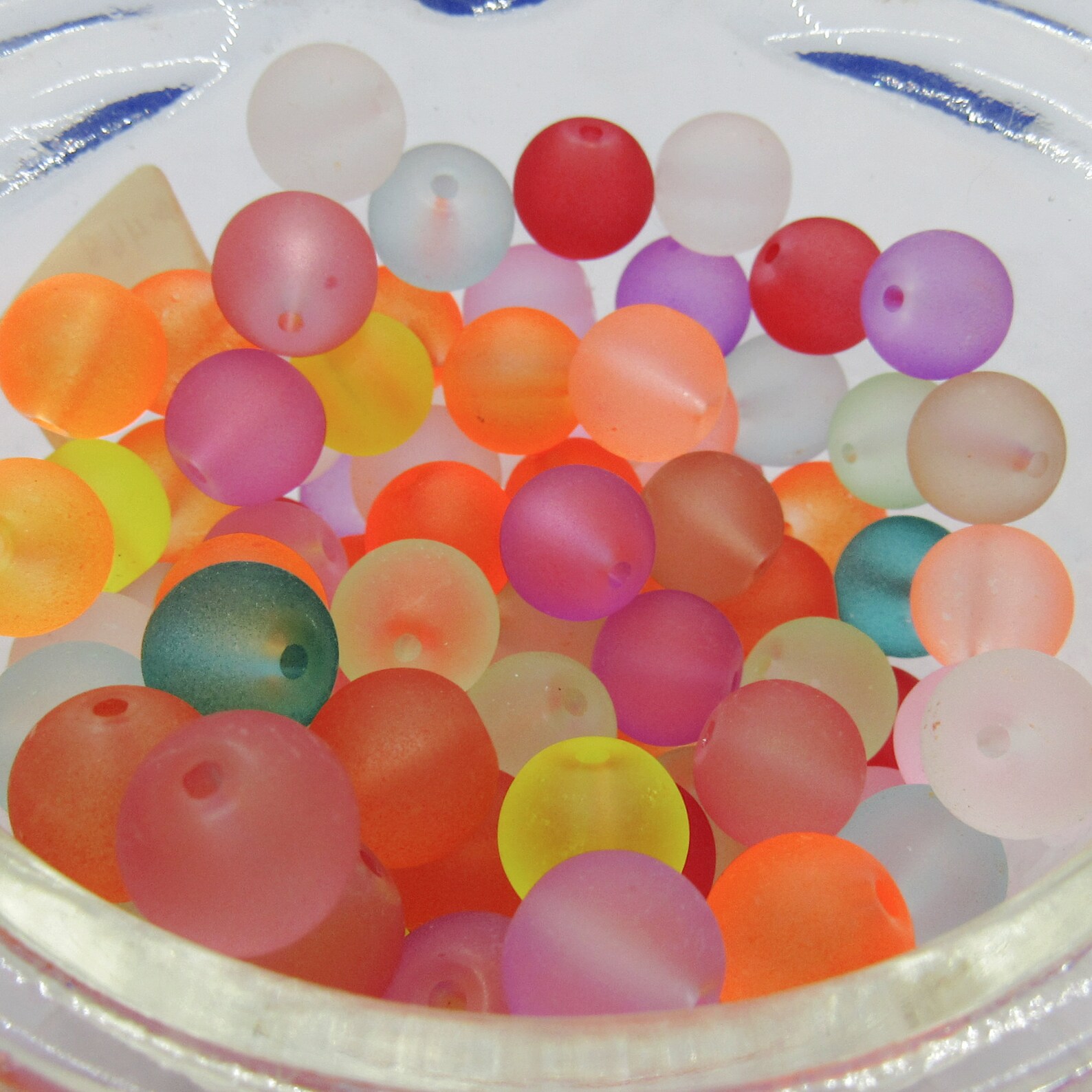 100 Frosted 10mm Round Glass Beads Assorted a54a Etsy UK