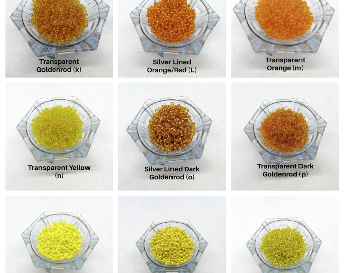 Choice of Color 8/0 Glass Seed Beads - Yellows/Oranges 50G Pkg (A47k-s)