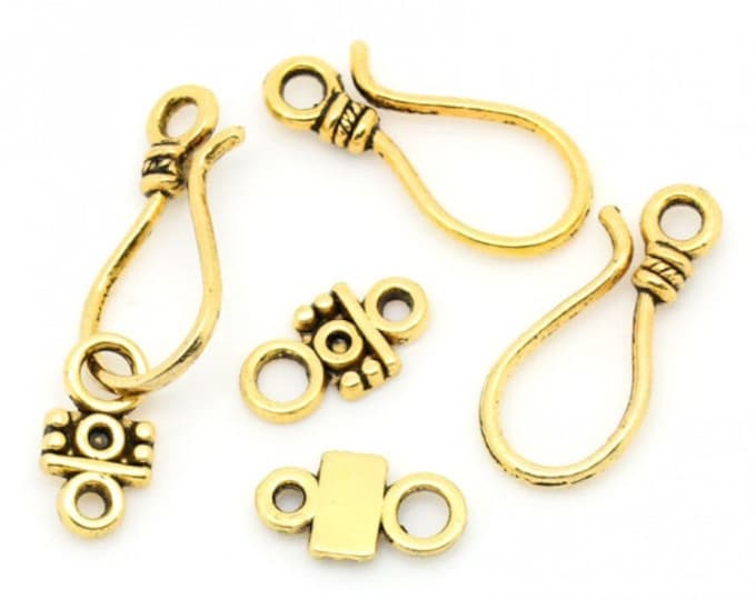 10 Sets Antique Gold Tone Hook Clasps 24x11mm 14x7mm  (A351a/bu12)