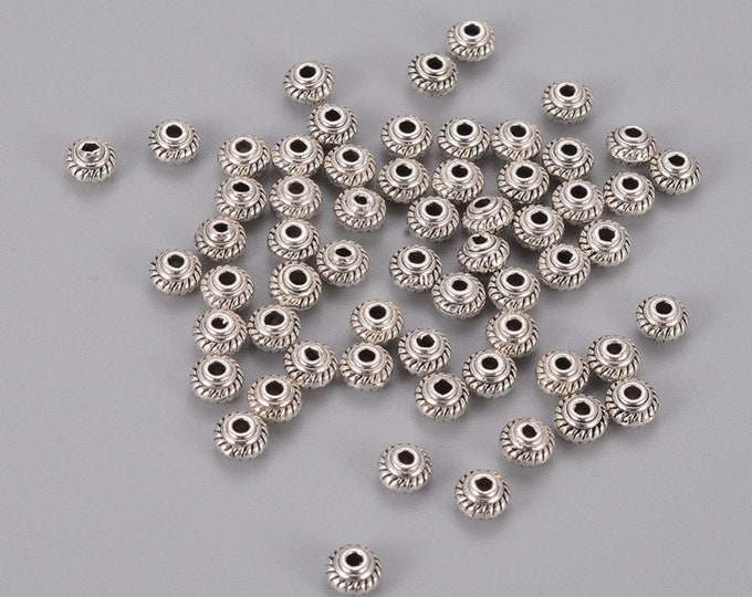 Antique Silver 5mm Alloy Saucer Spacer Beads  (A242f/168b)