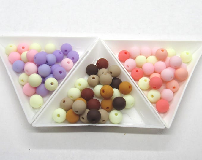 Choice of Color 100Pcs Rubberized Synthetic Acrylic 8mm Round Beads (A494a-c)