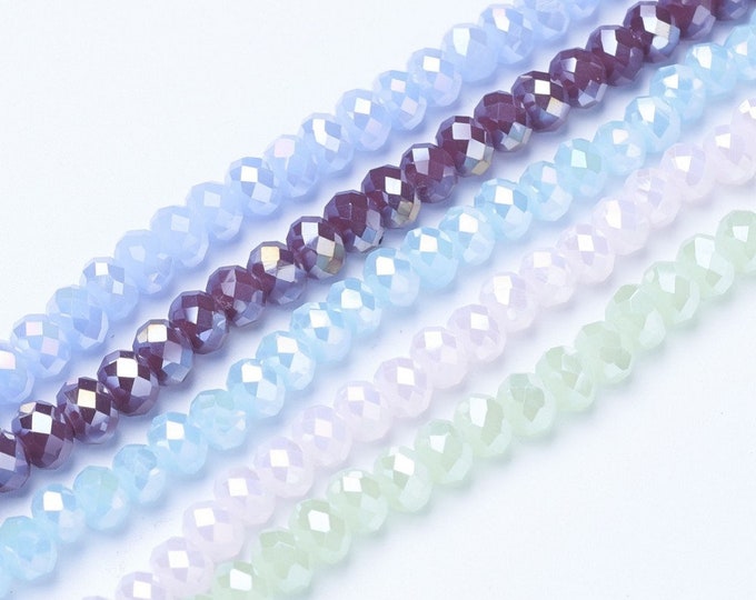 Choice of Color 1 Strand 6x5mm Imitation Jade AB Plated Faceted Glass Rondelle Beads (A237h-L)