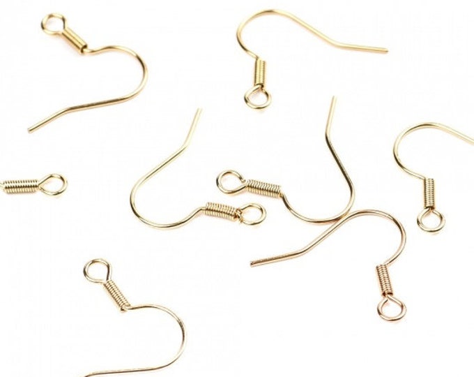 10 Pr (20pcs) 18k Gold Plated 304 Stainless Steel French Ear Wires 20x20mm  (A511f)