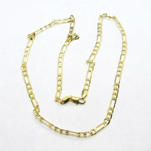 1 Gold Plated Copper Lg 3:1 Figaro Link Chain Necklace 21 7/8&quot; (A196a)