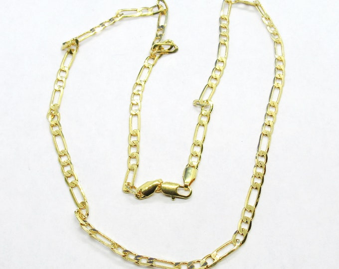 1 Gold Plated Copper Lg 3:1 Figaro Link Chain Necklace 21 7/8" (A196a)