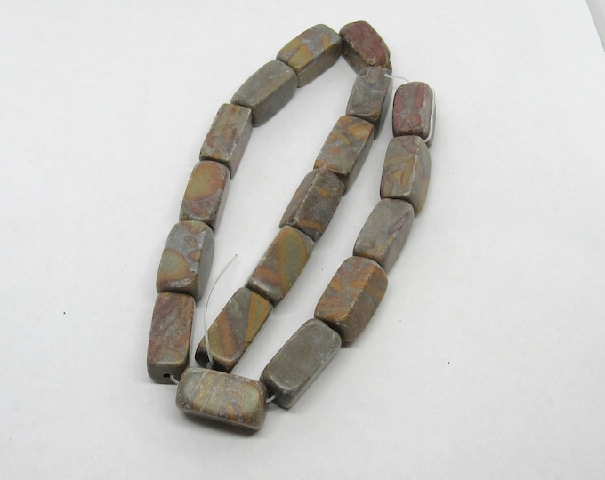 1 Strand Natural Rectangular Tube Chrysanthemum Stone Gemstone Beads 22x12mm (A21g)