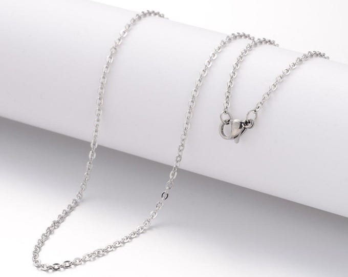 5 (304) Stainless Steel Silver Tone Cable Chain Necklaces 17.75" (A132f)