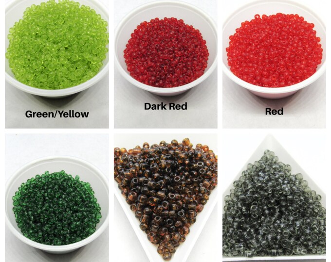 Choice of Color Transparent 8/0 Glass Seed Beads - 50G Pkg (A67e-h)