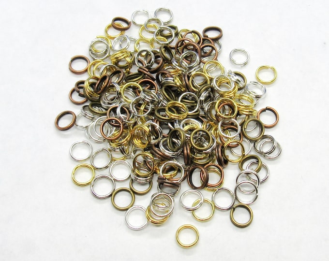 200 Assorted Tone 6mm Split Ring Jump Rings  (A89j)