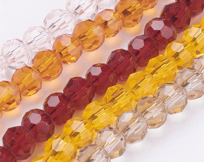 Choice of Color 1 Strand 4mm Round Faceted Glass Beads (A270m-u)