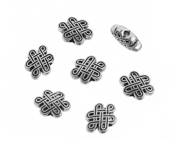25 Antique Silver Tone 10 x 7mm Celtic Knot Spacer Beads (A362a)