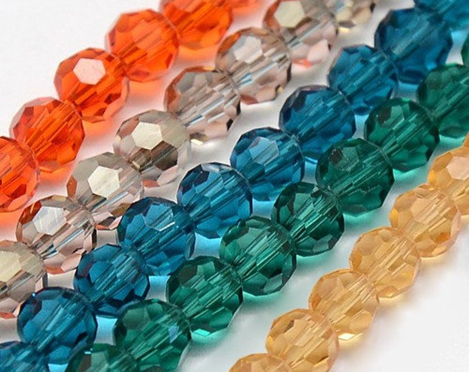 1 Strand 8mm Choice of Color Faceted Round Glass Beads  (A416a-d/417a-b)